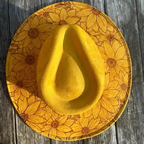 Accessories | Vegan Suede Custom Yellow Sunflower Hat | Poshmark display picture 1
